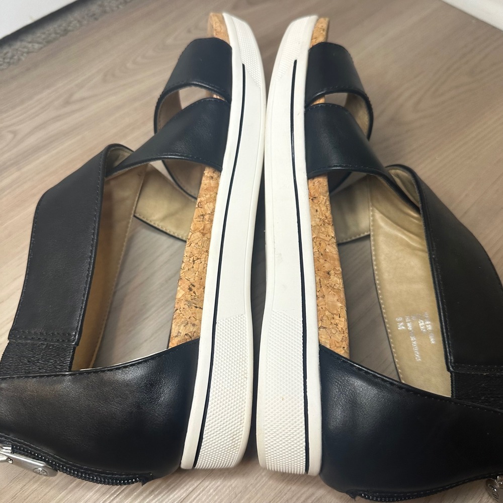 Adrienne Vittadini Sport Claud Black Cork Platform Sandals Womens 8M - Picture 5 of 8